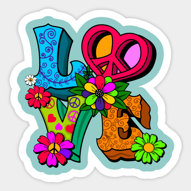 LOVE 70's Retro Design Sticker by PaperMoonGifts